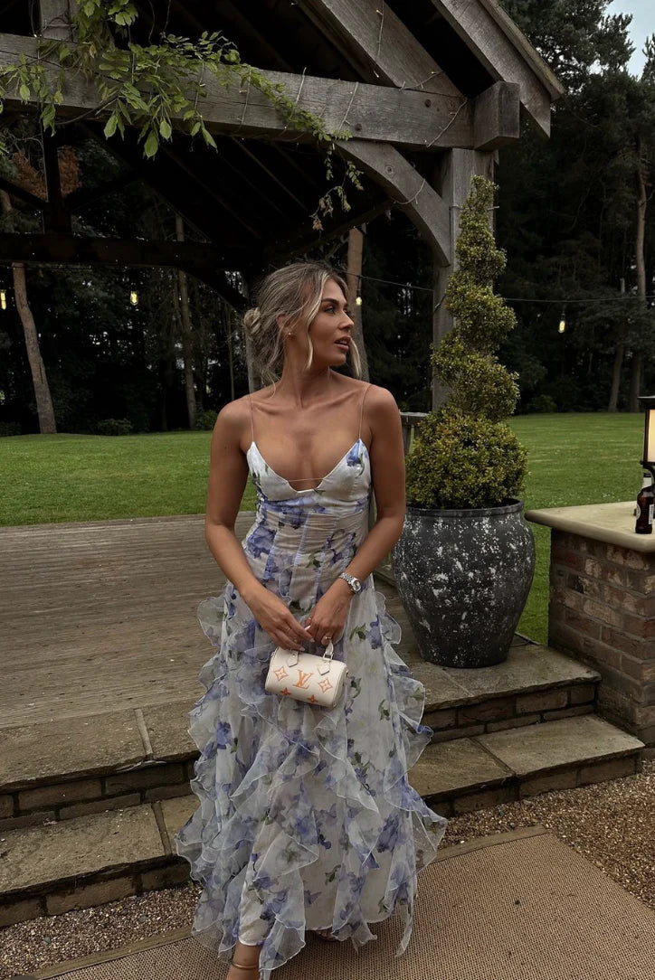 Mikayla | Floral Ruffle Maxi Slip Dress