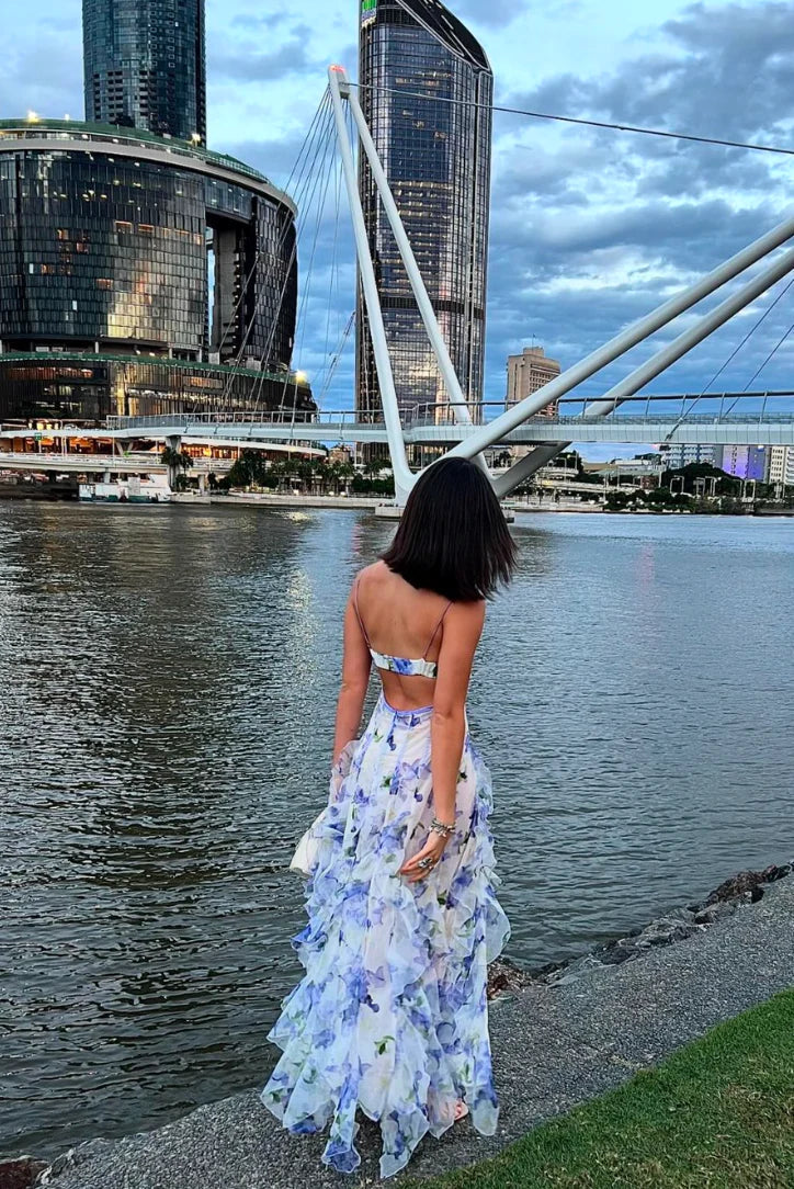 Mikayla | Floral Ruffle Maxi Slip Dress