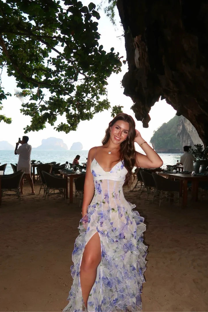 Mikayla | Floral Ruffle Maxi Slip Dress