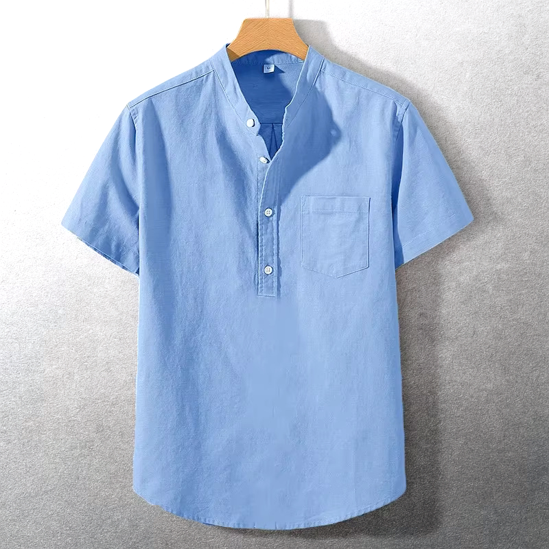 Sung | Short Sleeve Stand Collar Button Shirt