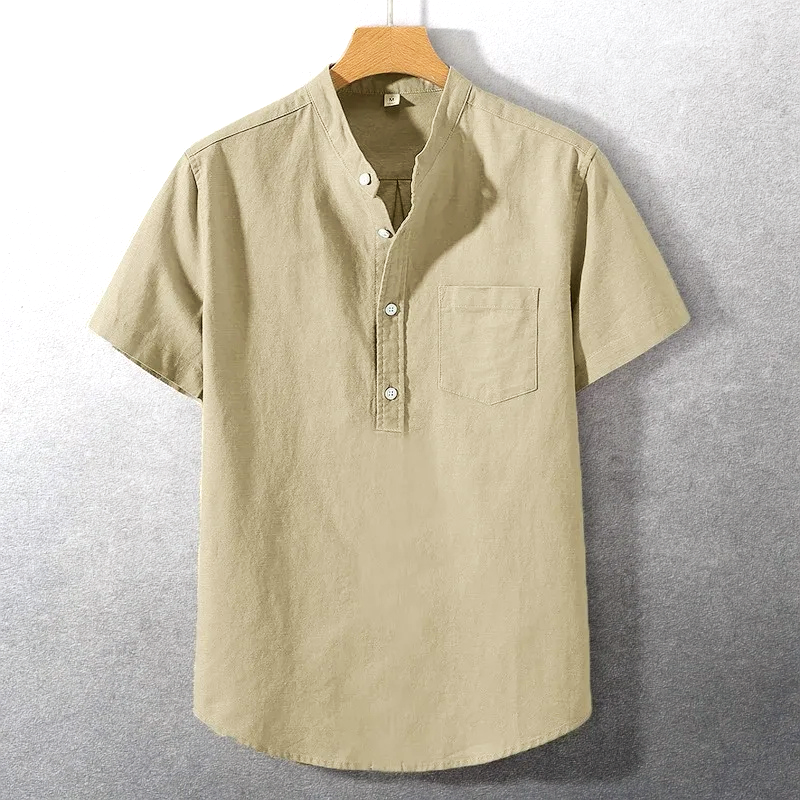 Sung | Short Sleeve Stand Collar Button Shirt