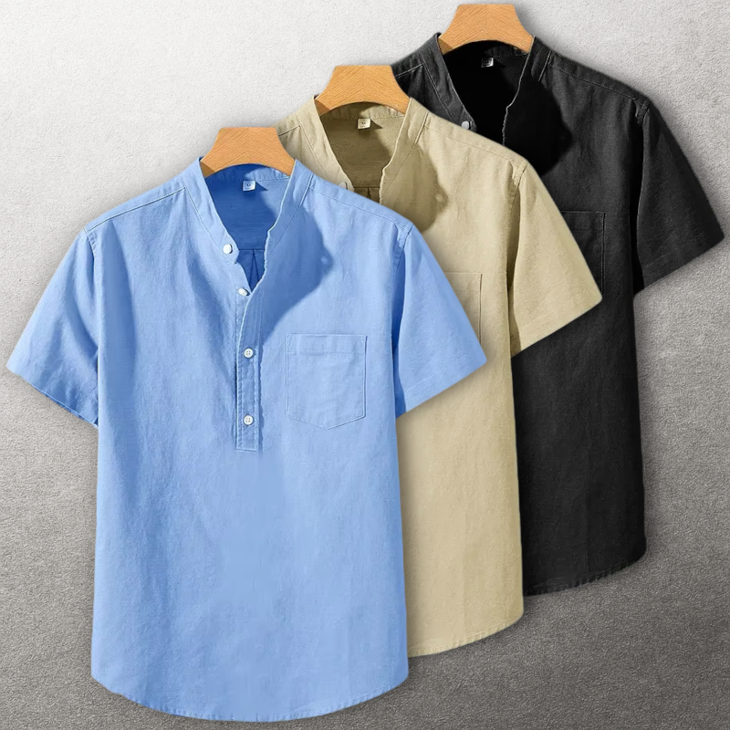 Sung | Short Sleeve Stand Collar Button Shirt