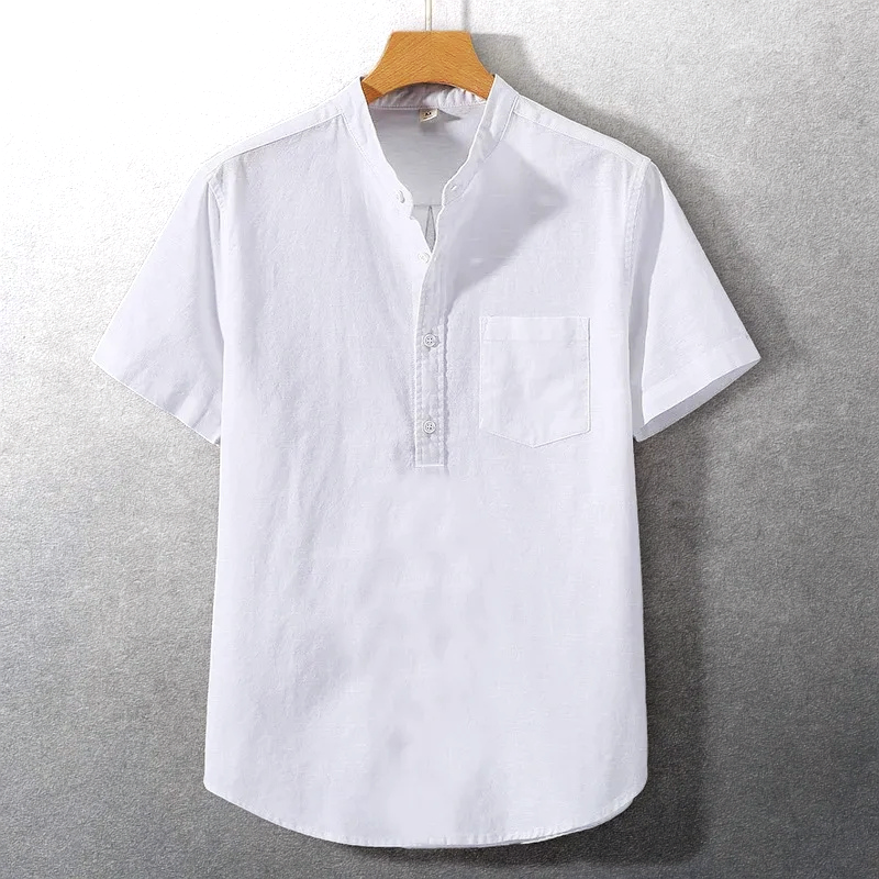 Sung | Short Sleeve Stand Collar Button Shirt