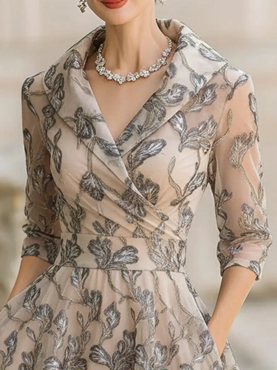 Lyanni | Embroidered Mesh Wedding Guest Midi Dress