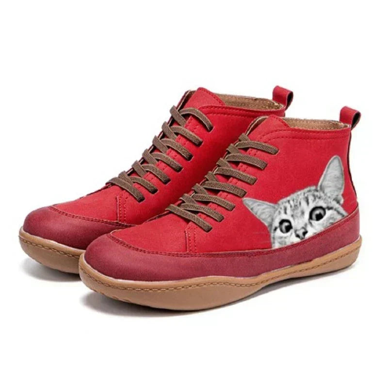 Fenna  | Cat Print Hi-Top Trainers