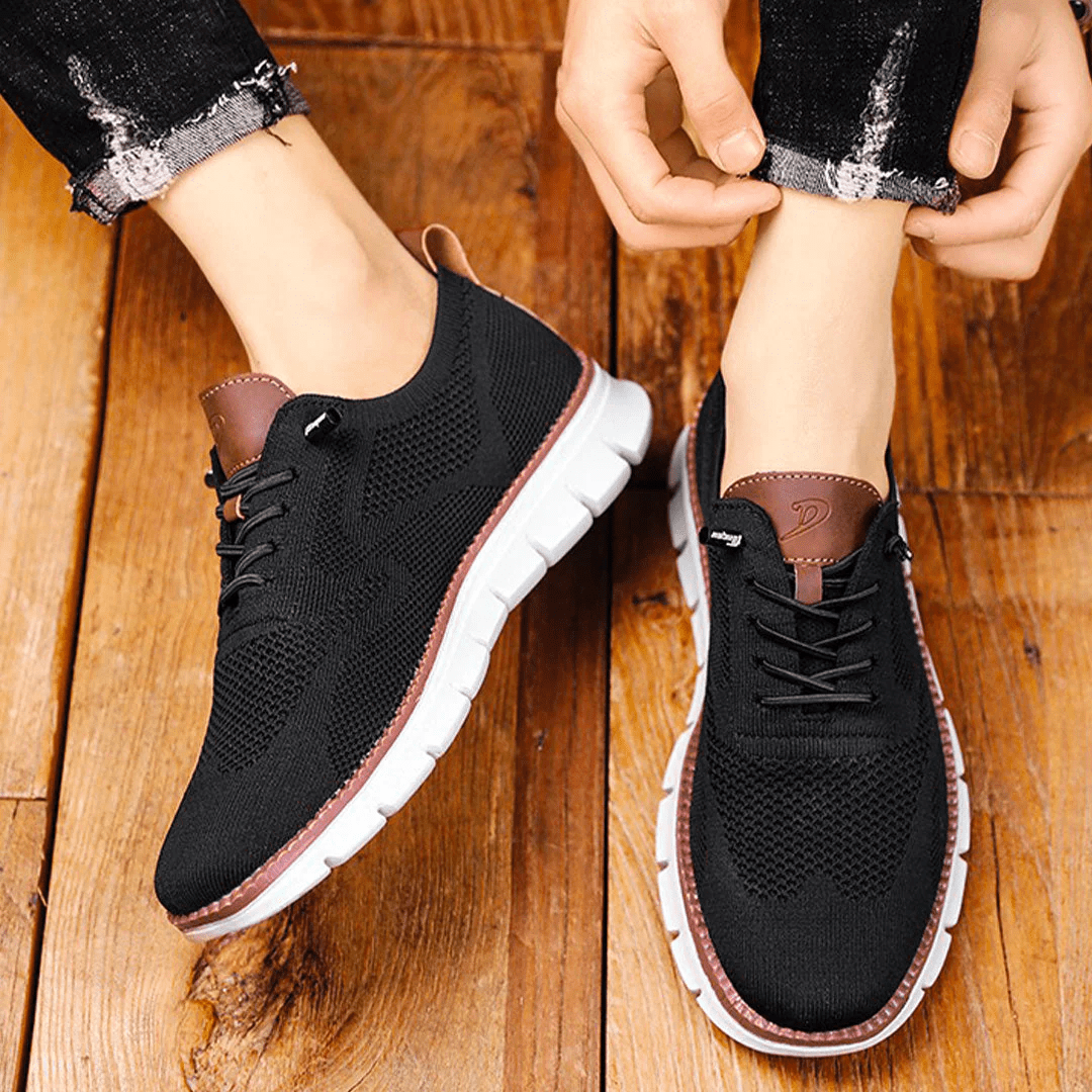 Guzman | Low Top Lace Up Trainers with Knit Texture