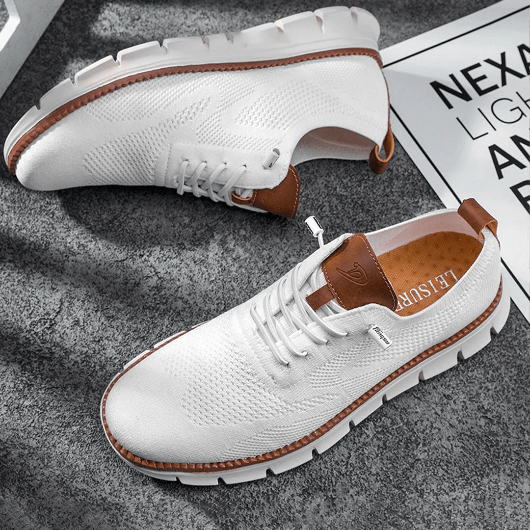 Guzman | Low Top Lace Up Trainers with Knit Texture