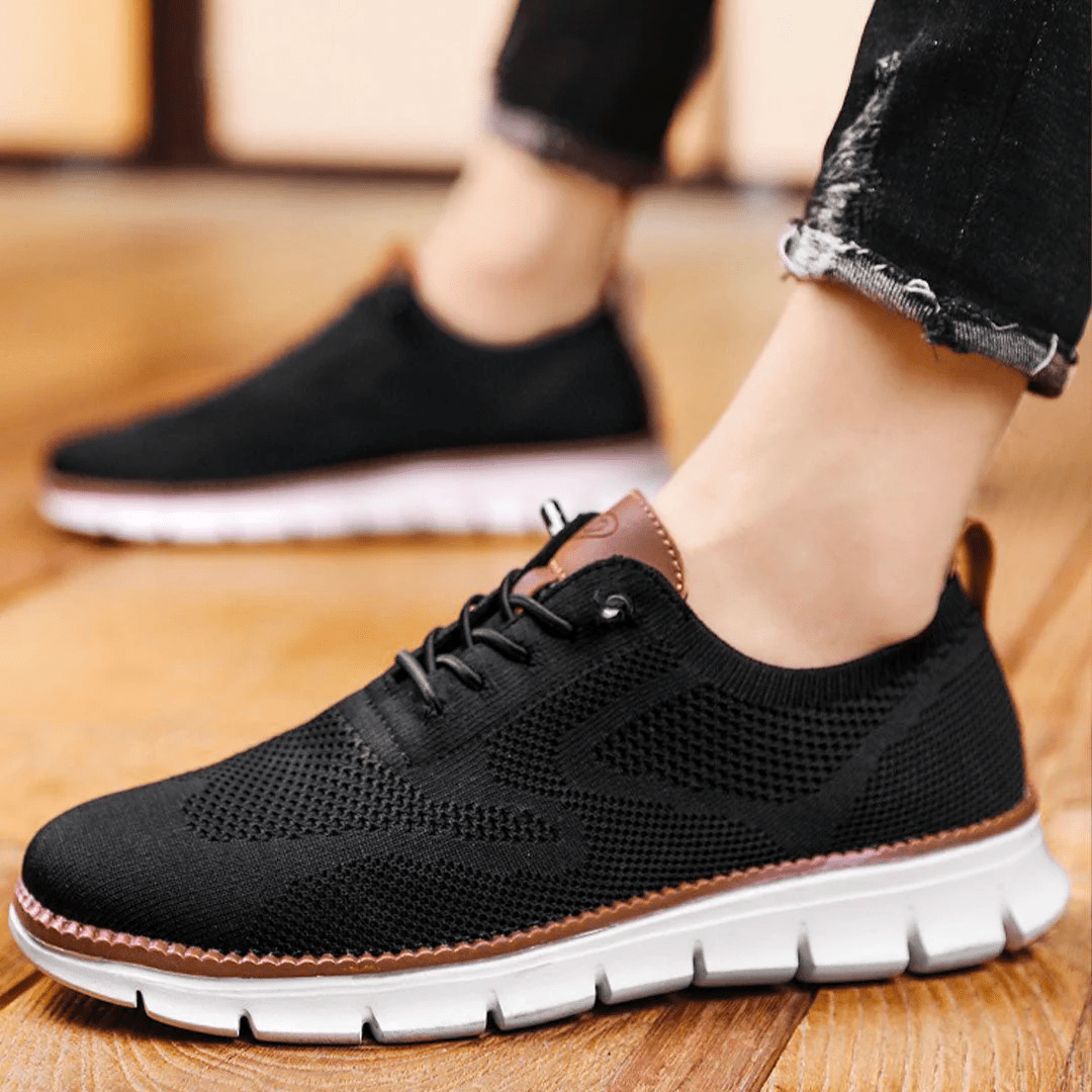 Guzman | Low Top Lace Up Trainers with Knit Texture