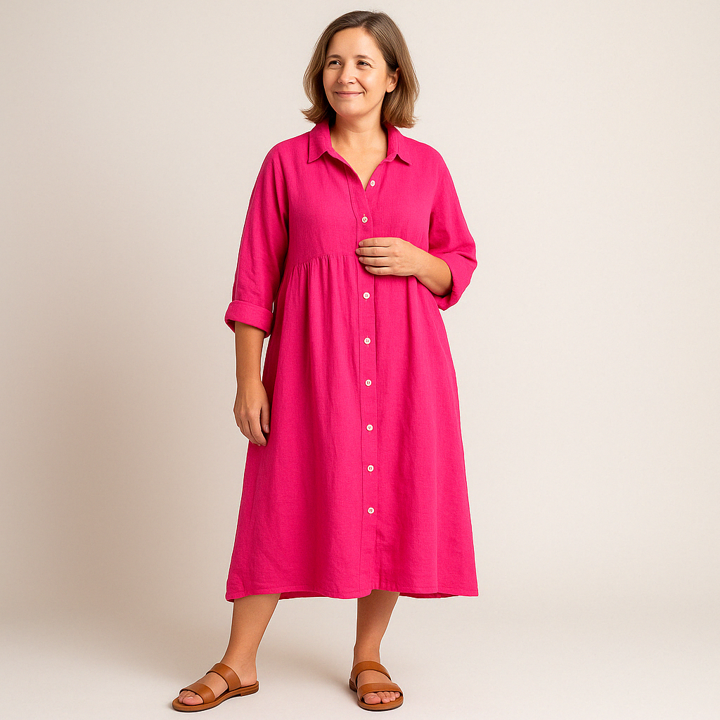 Johana | Button Front Midi Shirt Dress