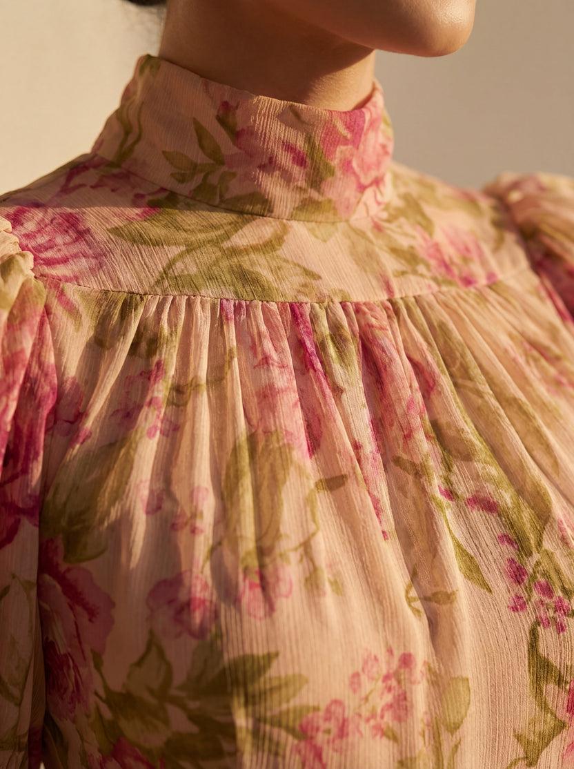 Rimina | Floral Puff Sleeve Wedding Guest Dress