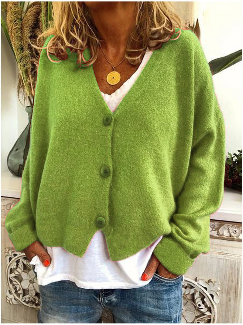 Monique | Button-Front V-Neck Knitted Cardigan