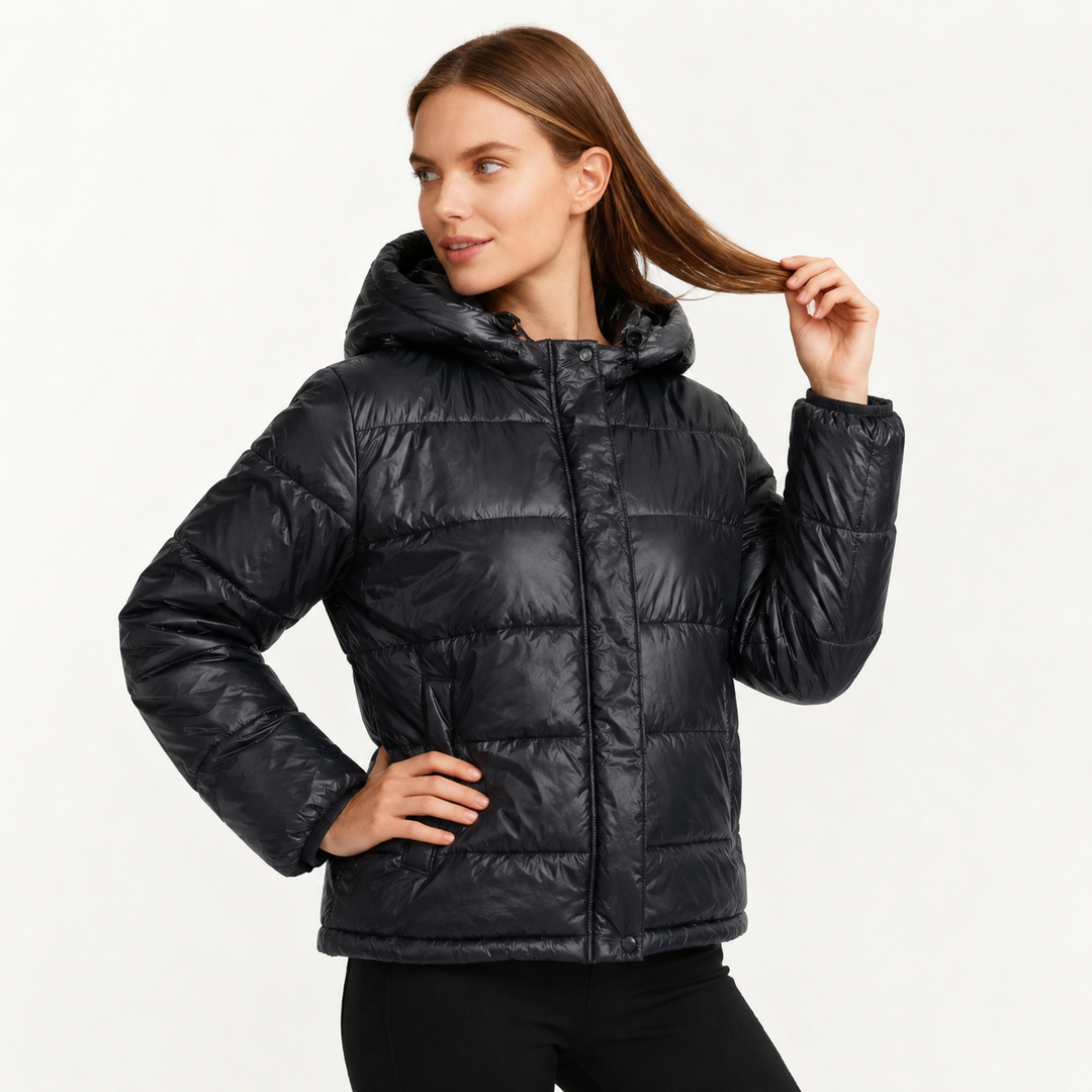 Alexis | Hooded Puffer Jacket with Quilted Panels