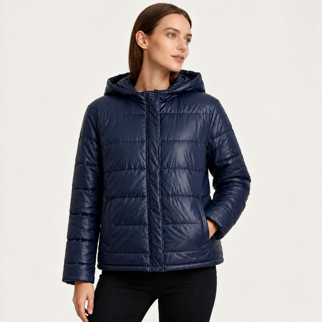Alexis | Hooded Puffer Jacket with Quilted Panels