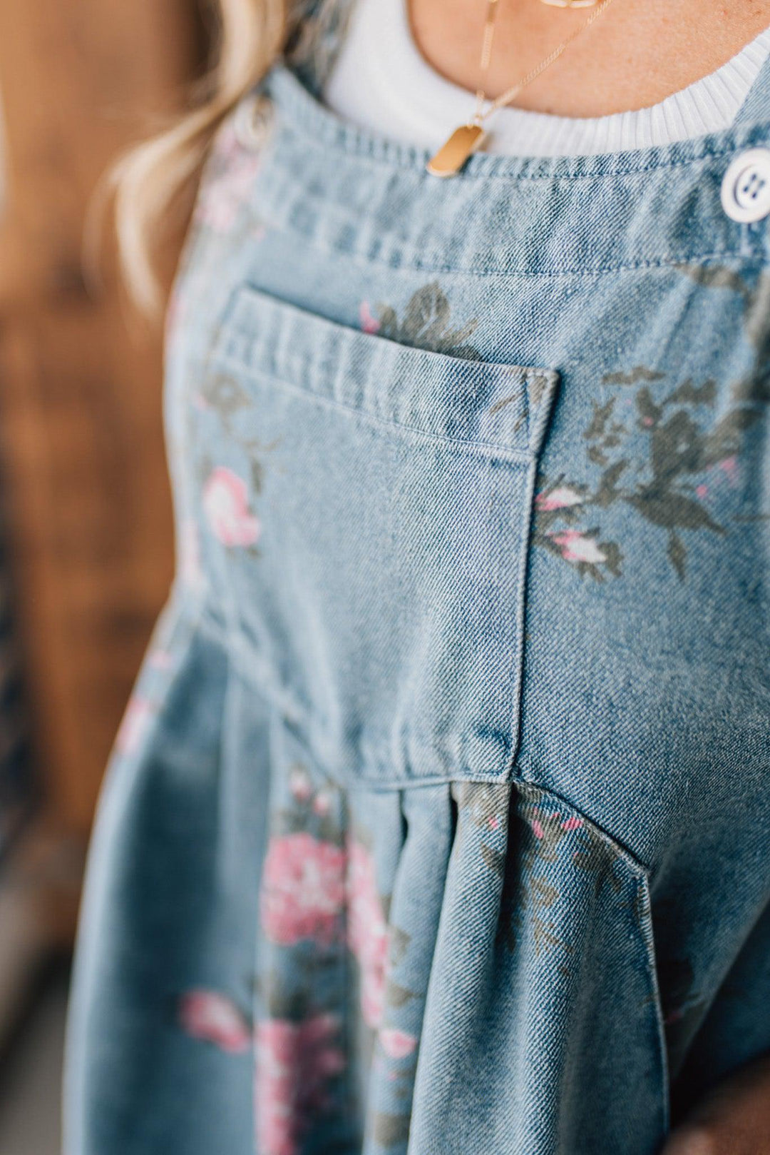 Katien | Floral Denim-Style Sleeveless Dungaree Dress