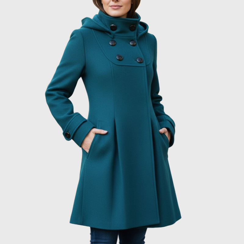 Mariel | Hooded Double-Breasted A-Line Coat
