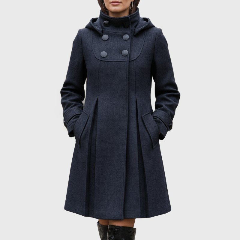 Mariel | Hooded Double-Breasted A-Line Coat