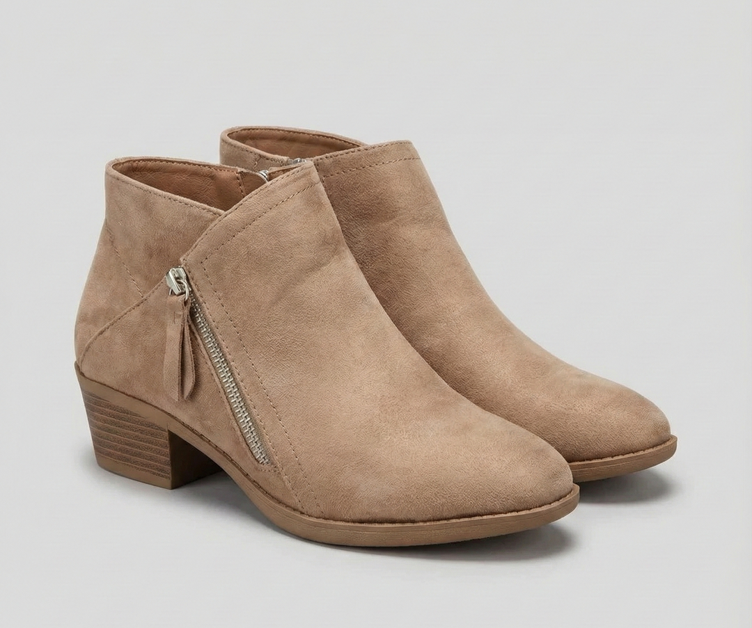 Arely | Ankle Boots with Side Zipper and Block Heel