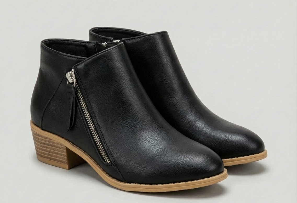 Arely | Ankle Boots with Side Zipper and Block Heel