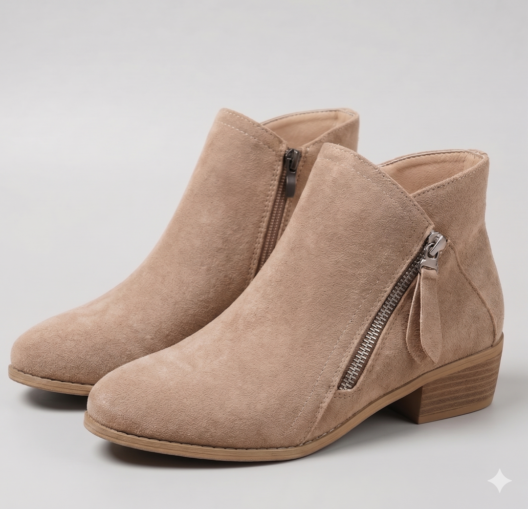 Arely | Ankle Boots with Side Zipper and Block Heel