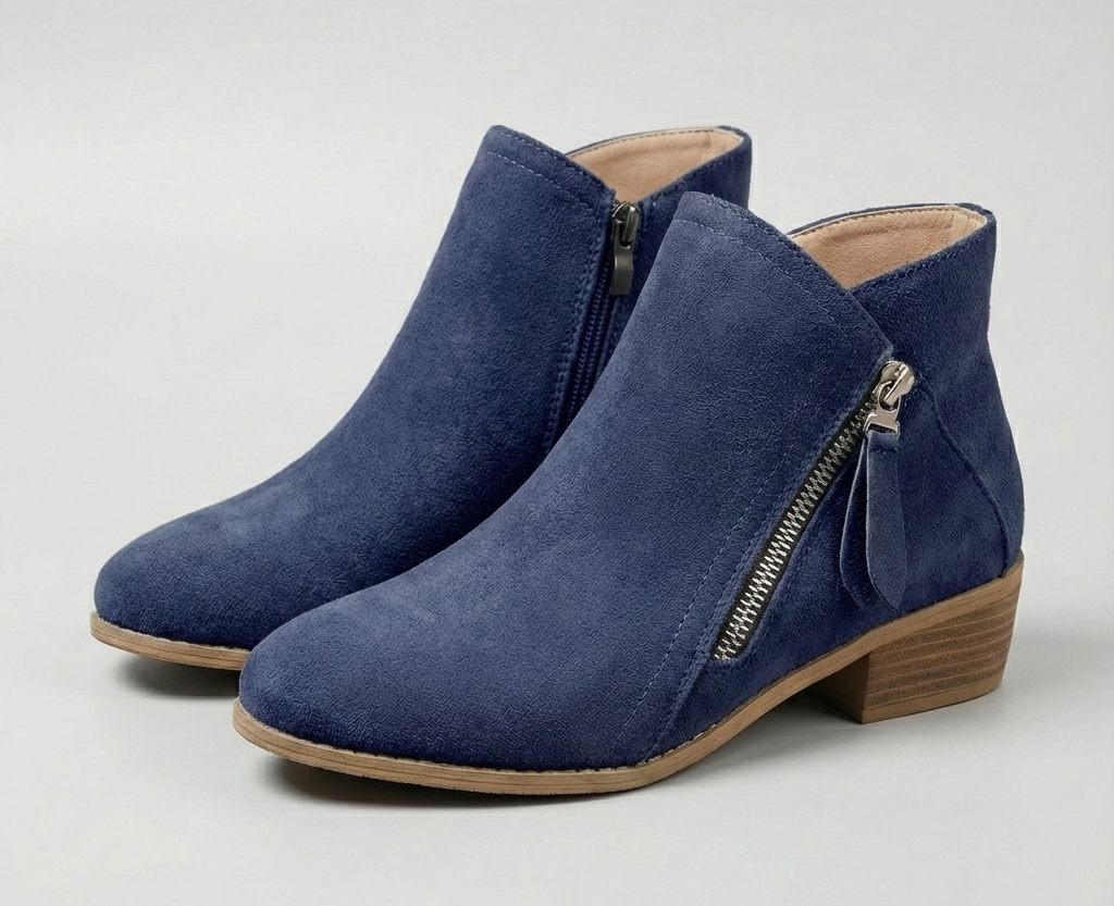 Arely | Ankle Boots with Side Zipper and Block Heel