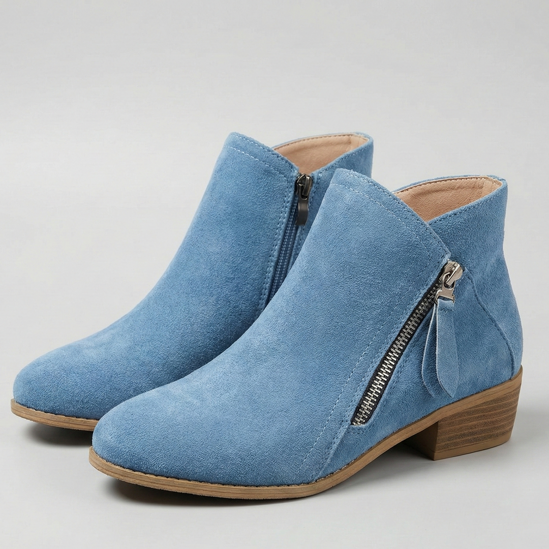 Arely | Ankle Boots with Side Zipper and Block Heel