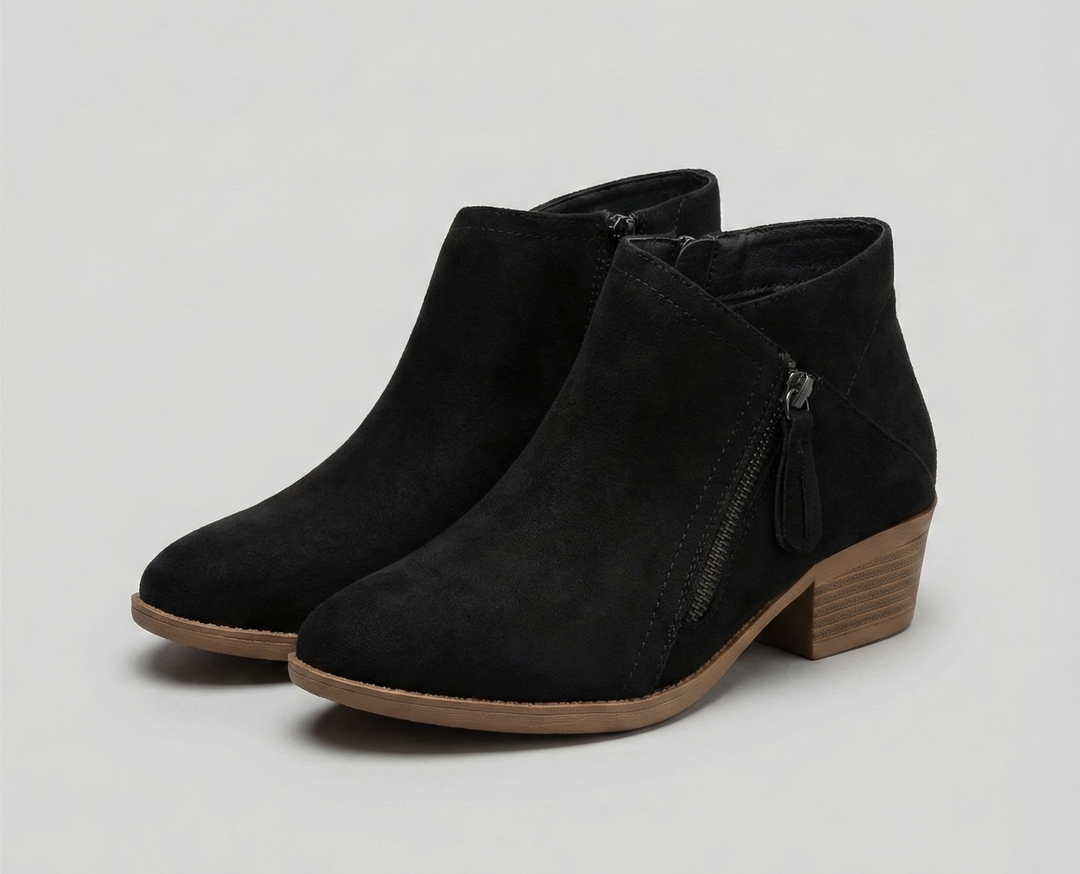 Arely | Ankle Boots with Side Zipper and Block Heel