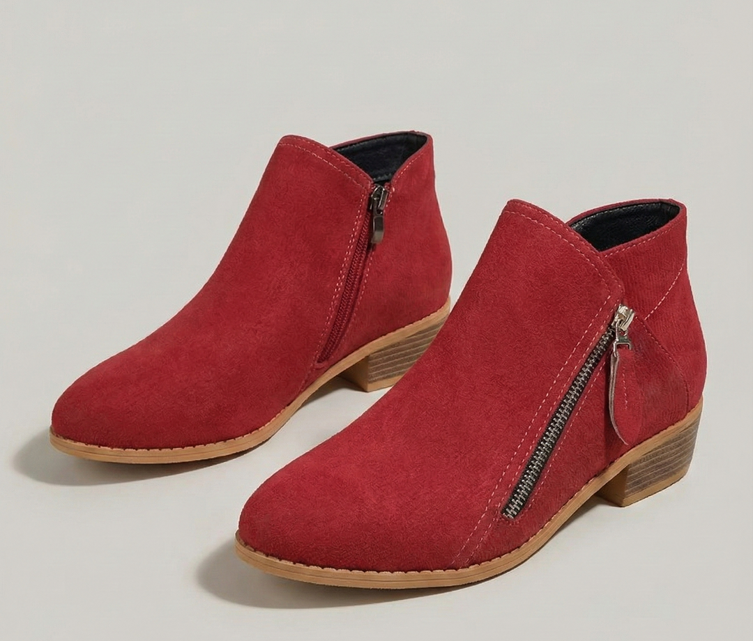 Arely | Ankle Boots with Side Zipper and Block Heel