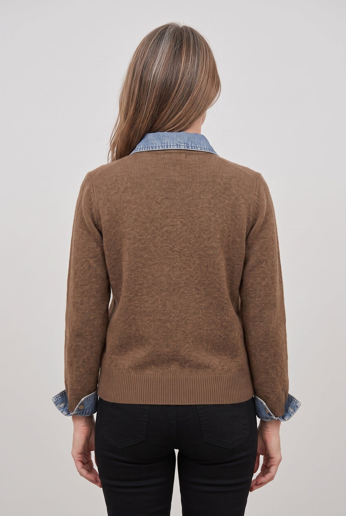 Renee | Cardigan with Denim-Style Collar and Cuffs