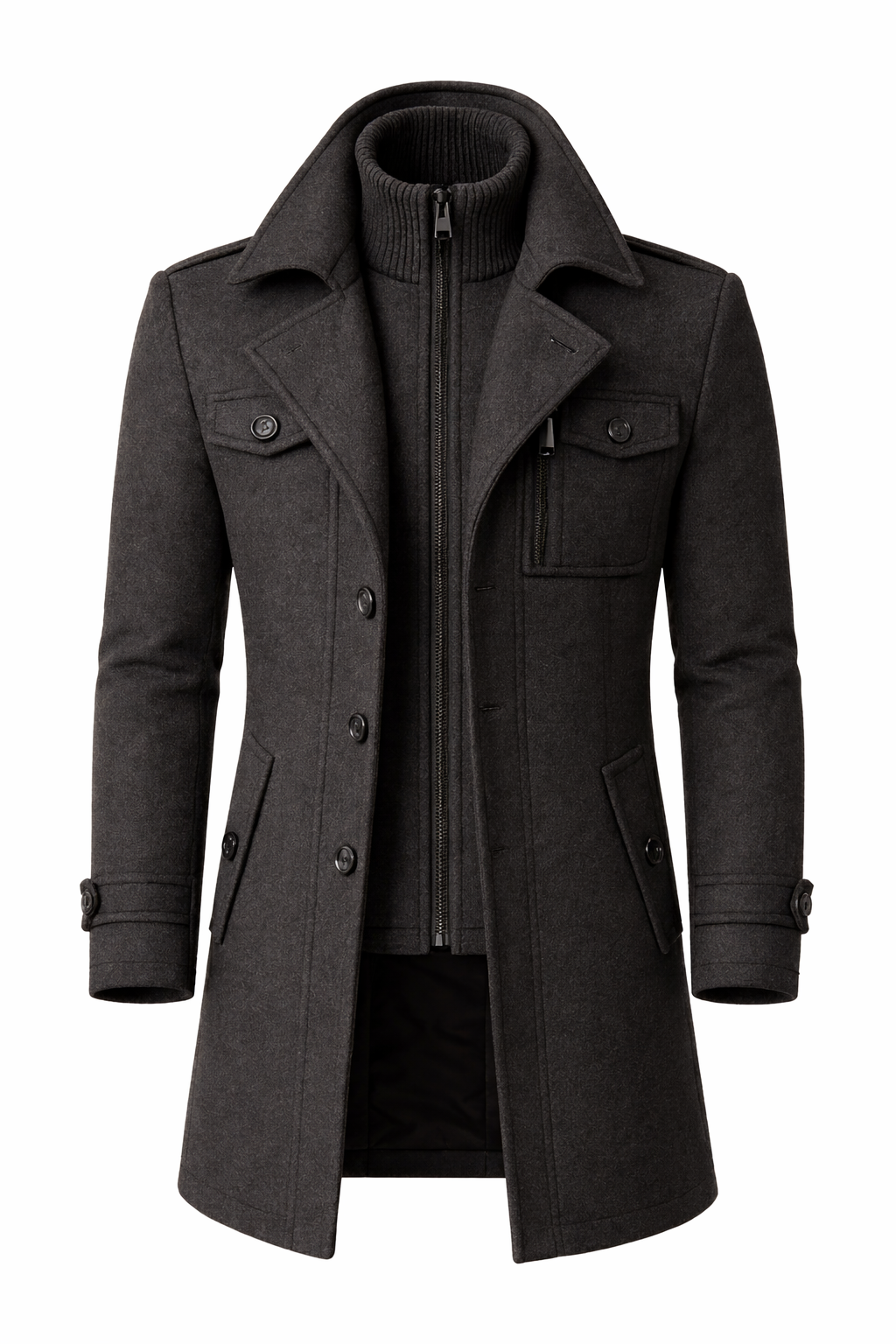 Erasmo | Textured Coat with Notched Lapels