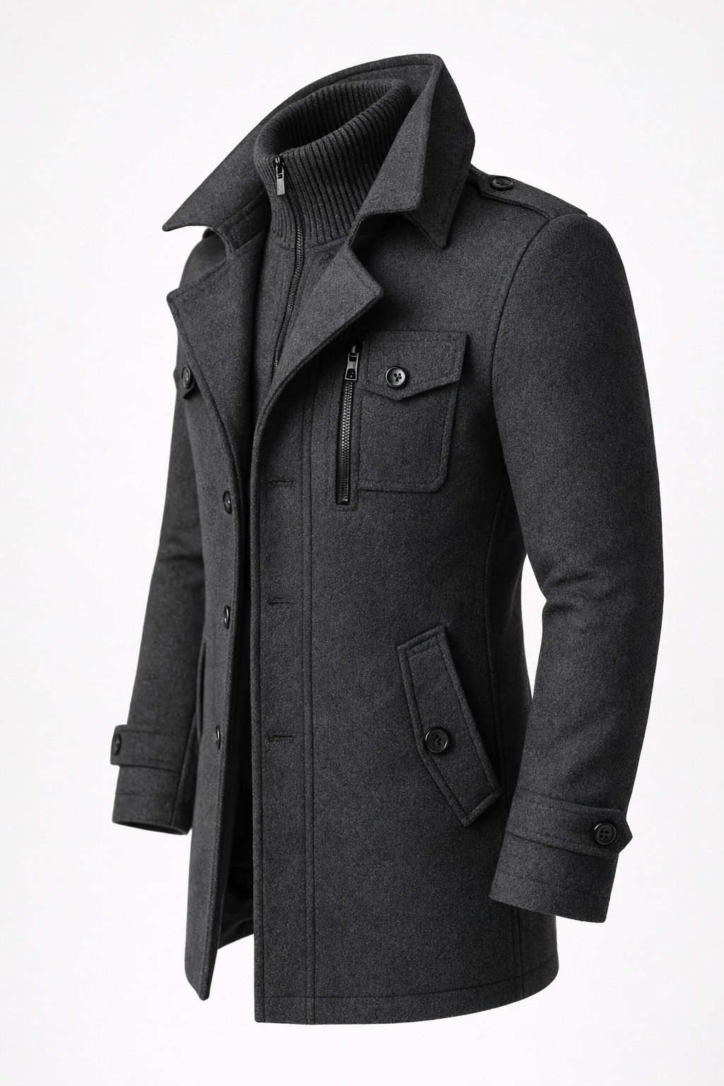 Erasmo | Textured Coat with Notched Lapels