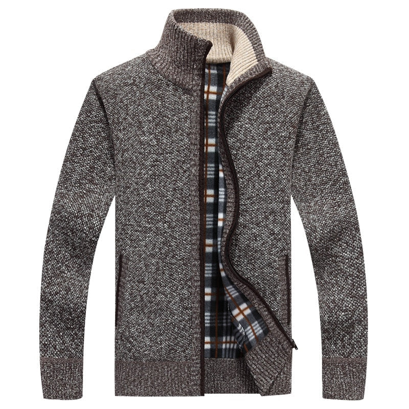 Celeste | Zip-Up Jumper with Stand Collar and Plaid Lining