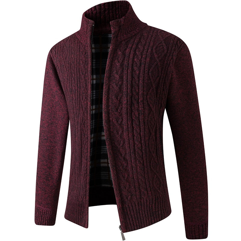 Celeste | Zip-Up Jumper with Stand Collar and Plaid Lining