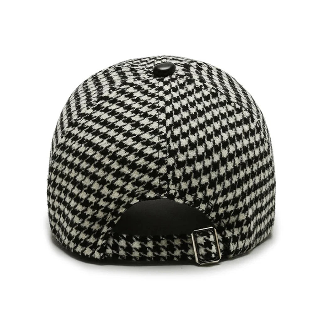 VelvetStep | Houndstooth Baseball Cap with Curved Brim