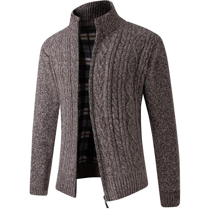 Celeste | Zip-Up Jumper with Stand Collar and Plaid Lining