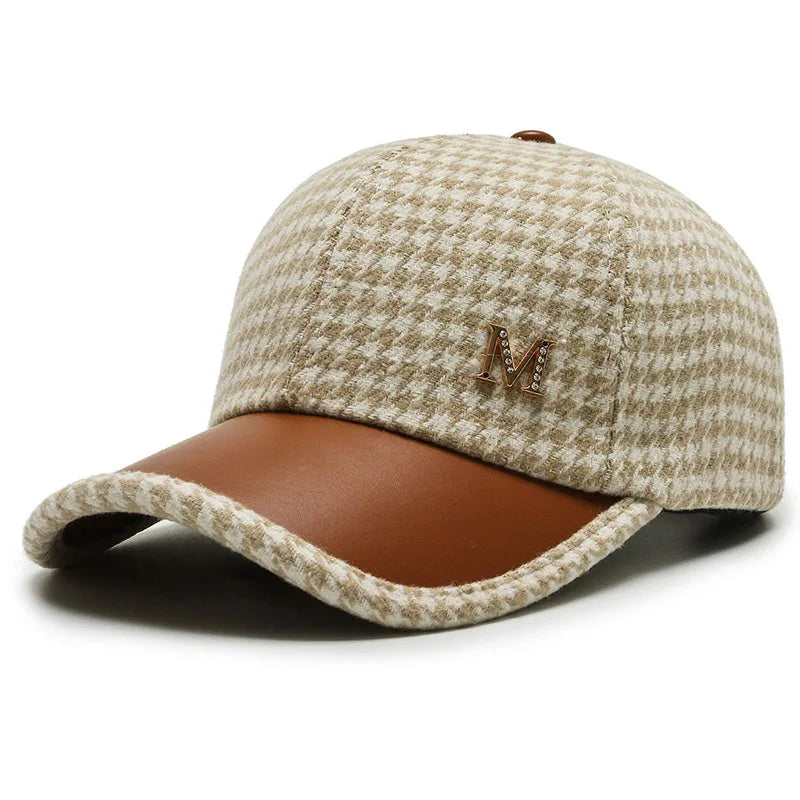 VelvetStep | Houndstooth Baseball Cap with Curved Brim