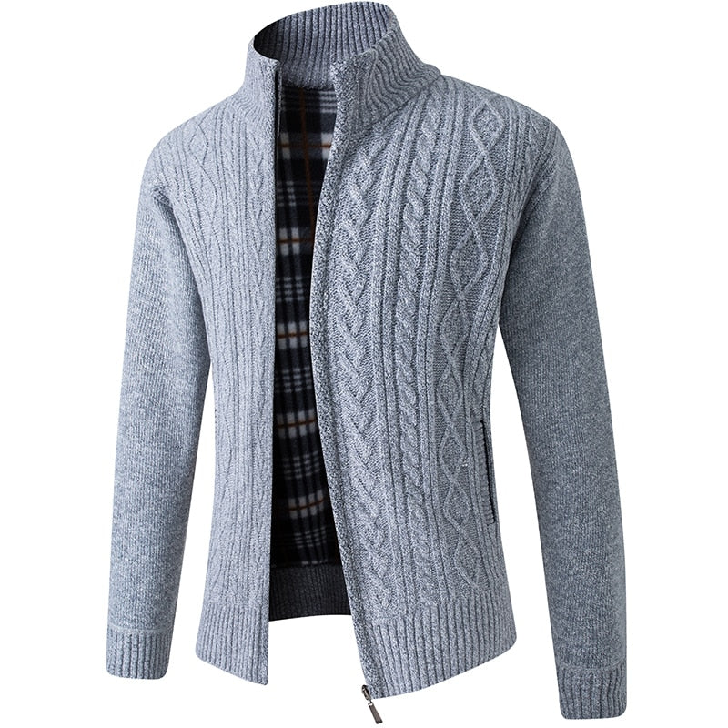 Celeste | Zip-Up Jumper with Stand Collar and Plaid Lining