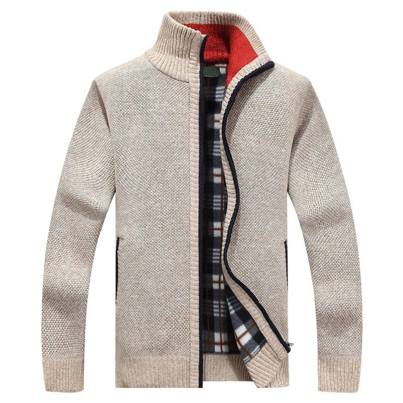 Celeste | Zip-Up Jumper with Stand Collar and Plaid Lining