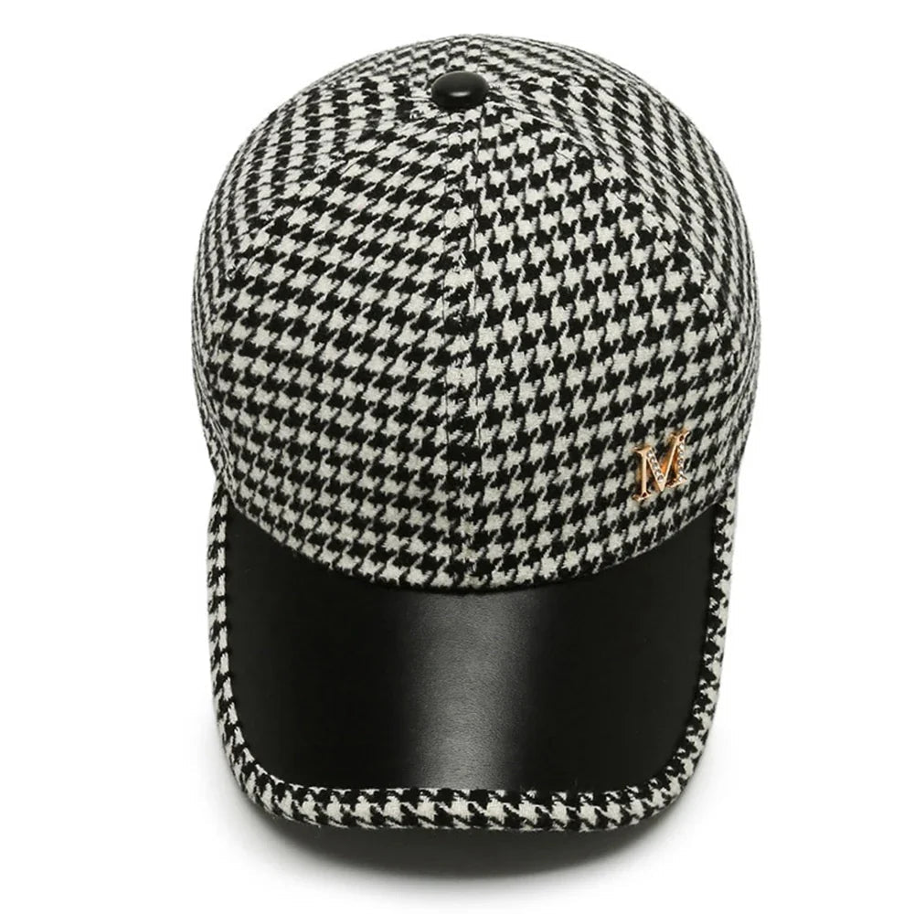 VelvetStep | Houndstooth Baseball Cap with Curved Brim
