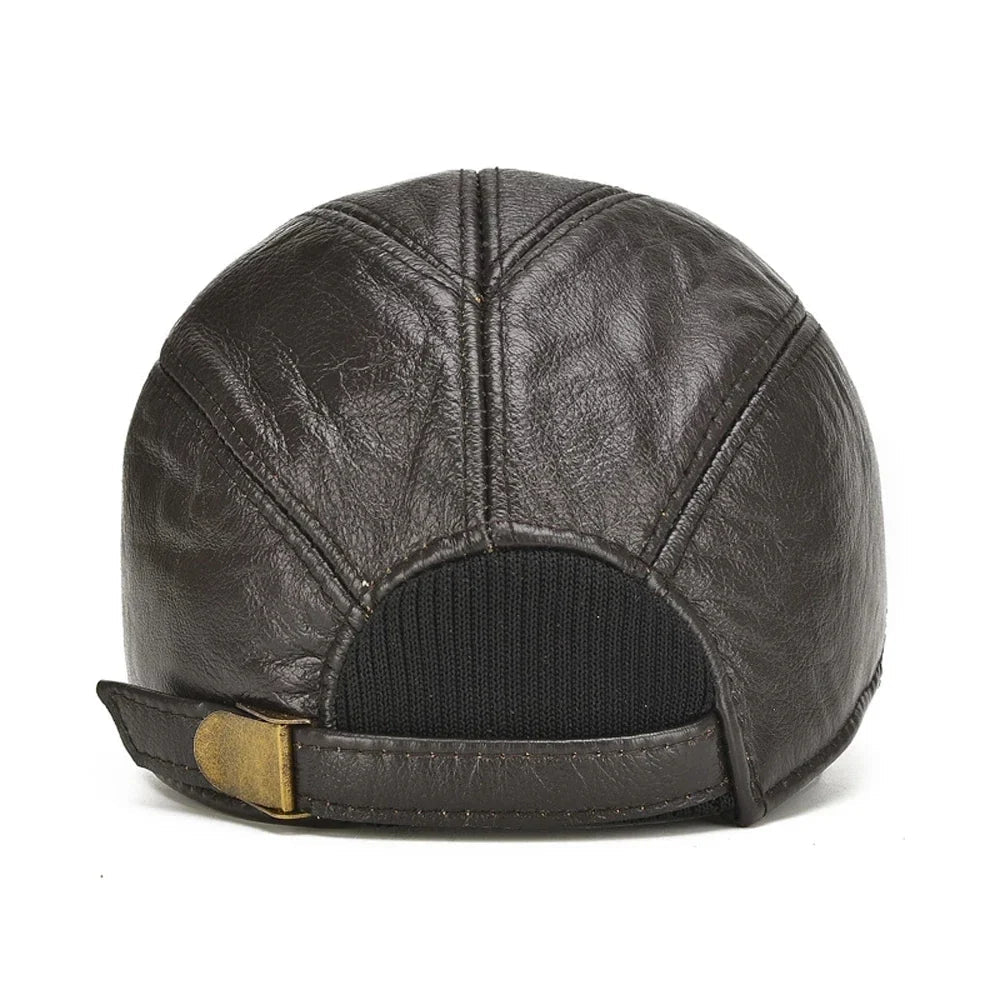 Lunabloom-baseball-cap-with-paneled-crown-and-buckle | Leather-Look Baseball Cap with Curved Brim