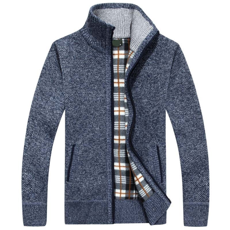 Celeste | Zip-Up Jumper with Stand Collar and Plaid Lining