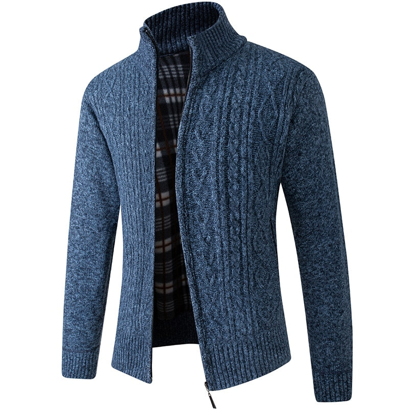 Celeste | Zip-Up Jumper with Stand Collar and Plaid Lining