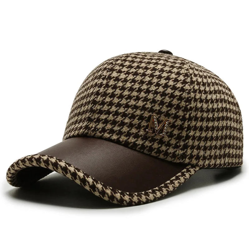 VelvetStep | Houndstooth Baseball Cap with Curved Brim
