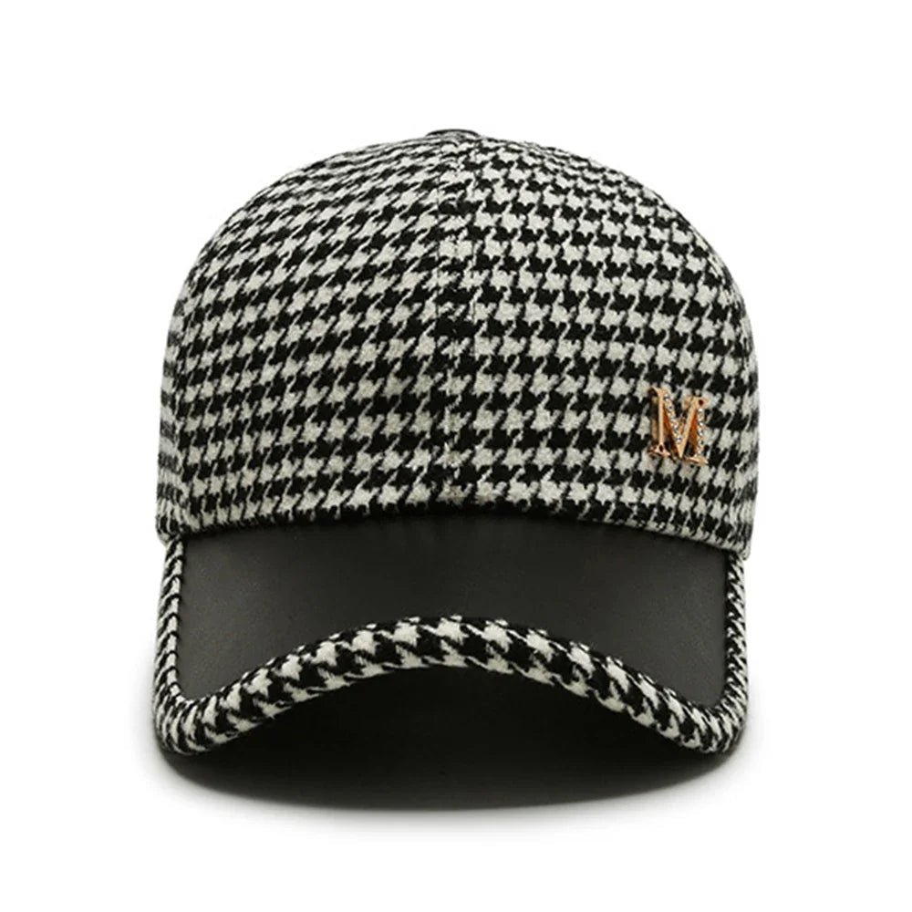 VelvetStep | Houndstooth Baseball Cap with Curved Brim