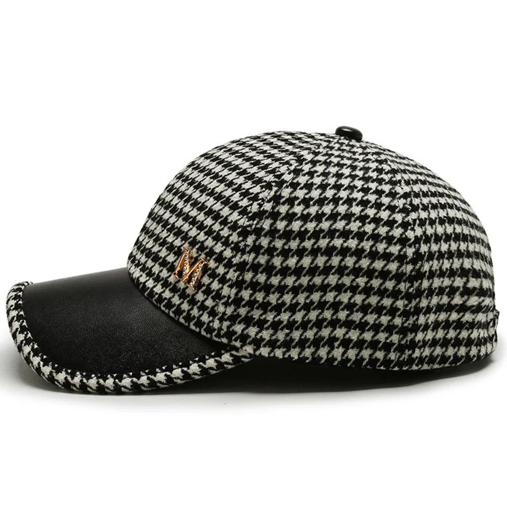 VelvetStep | Houndstooth Baseball Cap with Curved Brim