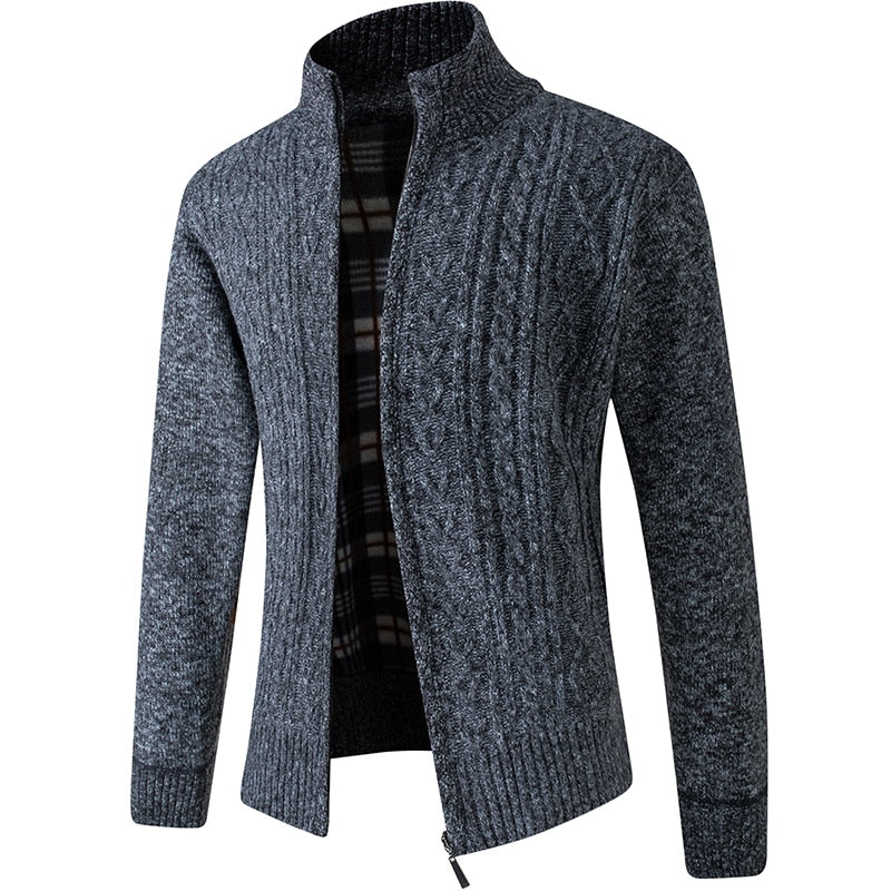 Celeste | Zip-Up Jumper with Stand Collar and Plaid Lining