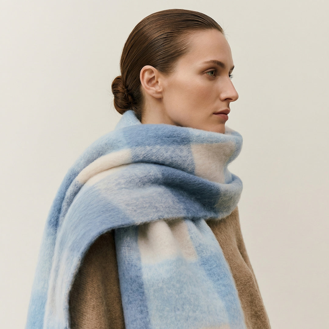 Marisol | Oversized Plaid Scarf with Fringe Trim