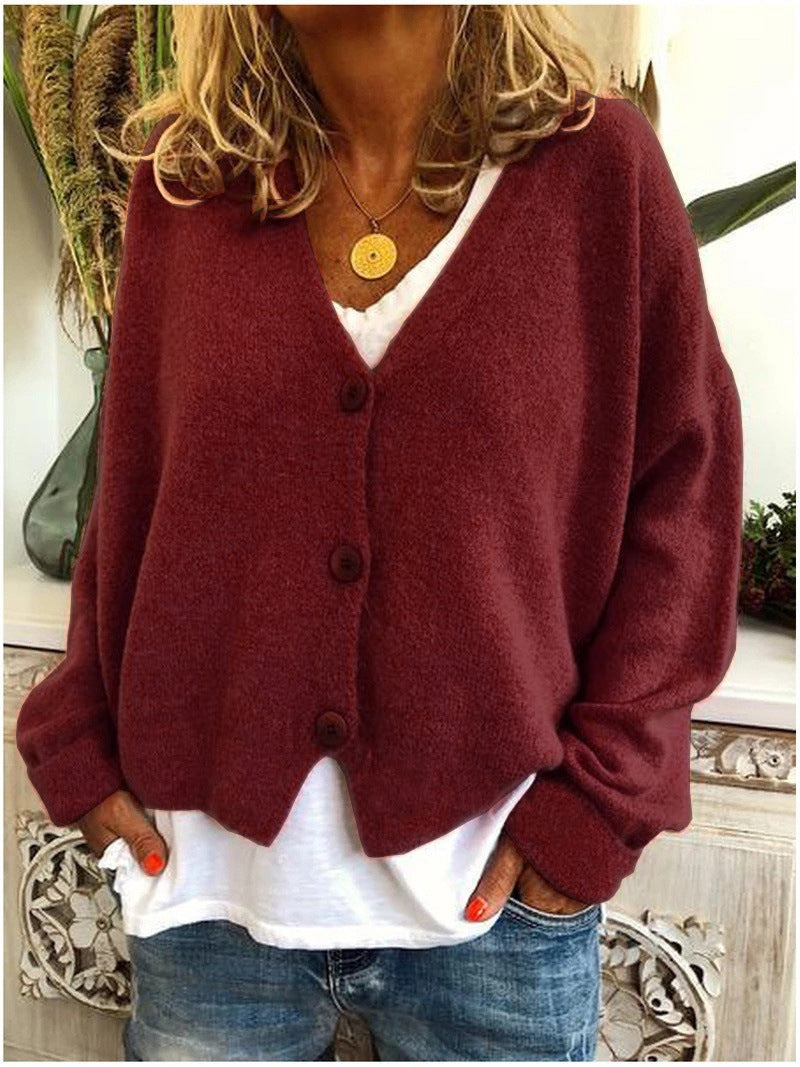 Monique | Button-Front V-Neck Knitted Cardigan