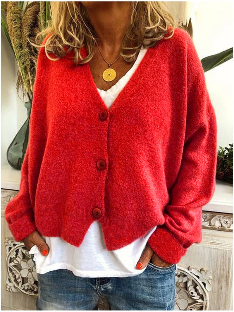 Monique | Button-Front V-Neck Knitted Cardigan