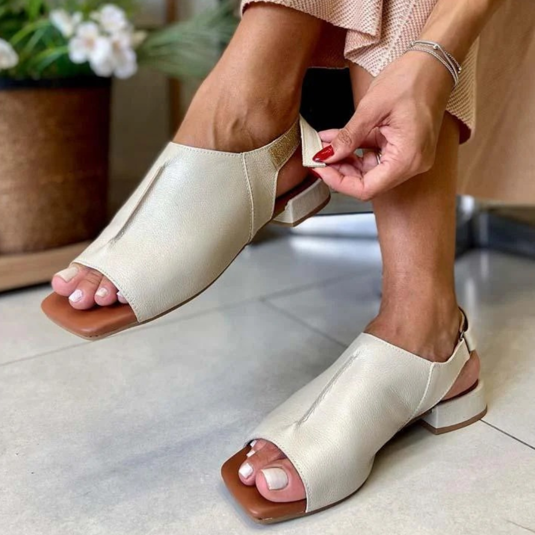 Ksusha | Open Toe Slingback Block Heel Sandals