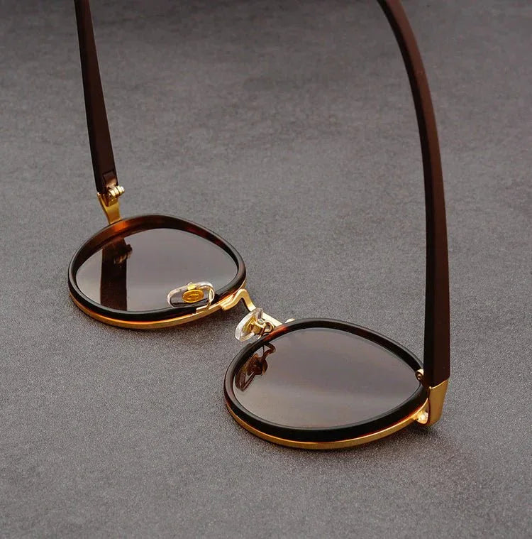 NoirGlow | Round Double Bridge Mens Sunglasses